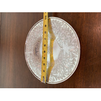 VINTAGE STERLING SILVER Leaf Etched Footed Serving Platter 10"W