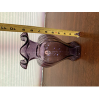STUNNING VTG FENTON Amethyst Ribbed Optic & Ruffled Rim Art Glass Vase 9.25"H