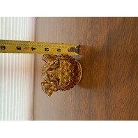BEAUTIFUL VINTAGE FENTON Small Amber Hobnail Art Glass Ruffled Rim Vase 3"H