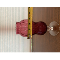 RARE Stunning VTG Empoli Cranberry Ribbed Optic Apothecary Jar Base(NO LID) 9.5"