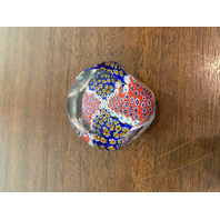 GORGEOUS VTG Multicolored Faceted Concentric MILLEFIORI Paperweight 2.5"H