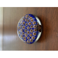 STUNNING VTG Golden Crown E & R MILLEIFIORI Art Glass Paperweight W/LABEL 3.25"W