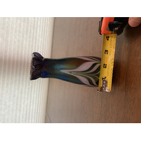 STUNNING RARE VTG TERRY CRIDER Iridescent PULLED FEATHER Bud Vase 6"H SIGNED