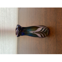 STUNNING RARE VTG TERRY CRIDER Iridescent PULLED FEATHER Bud Vase 6"H SIGNED