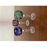 STUNNING SET(3) VTG AJKA MARSALA Multicolored Cut To Clear Cordial Glasses 5"H