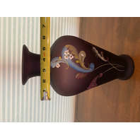 FENTON 2007 Purple Satin PAISLEY MYSTERY LTD ED 513/1500 Vase, COA SIGNED 12.75"
