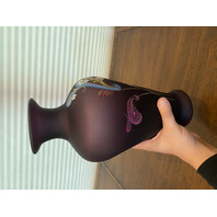 FENTON 2007 Purple Satin PAISLEY MYSTERY LTD ED 513/1500 Vase, COA SIGNED 12.75"