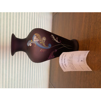 FENTON 2007 Purple Satin PAISLEY MYSTERY LTD ED 513/1500 Vase, COA SIGNED 12.75"