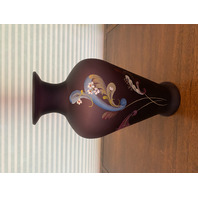 FENTON 2007 Purple Satin PAISLEY MYSTERY LTD ED 513/1500 Vase, COA SIGNED 12.75"
