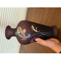 FENTON 2007 Purple Satin PAISLEY MYSTERY LTD ED 513/1500 Vase, COA SIGNED 12.75"