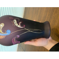 FENTON 2007 Purple Satin PAISLEY MYSTERY LTD ED 513/1500 Vase, COA SIGNED 12.75"