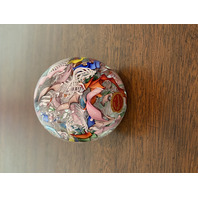 BEAUTIFUL VTG MURANO Multicolored Latticino Ribbon Scramble Paperweight 2.5"H