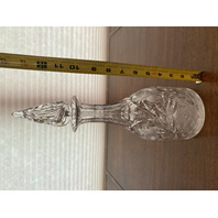 STUNNING VTG HEAVY DEEP Cut Glass Crystal Floral/Hobstar Etched Decanter SET(3)