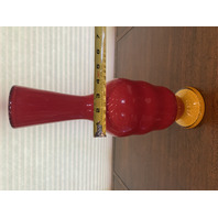 BEAUTIFUL VTG 1998 TONY CRAY Red & Orange Hand Blown Art Glass Vase SIGNED 14.5"