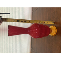 BEAUTIFUL VTG 1998 TONY CRAY Red & Orange Hand Blown Art Glass Vase SIGNED 14.5"