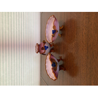 STUNNING MURANO Multicolored Glass Vase & 2 Bowls W/Applied Blueberries SET(3)
