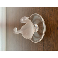 VTG LALIQUE Crystal Frosted DEUX CYGNES Two Swans Ring Holder Dish SIGNED 3.5"