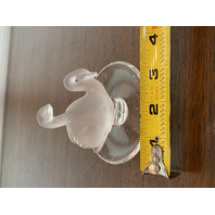 VTG LALIQUE Crystal Frosted DEUX CYGNES Two Swans Ring Holder Dish SIGNED 3.5"