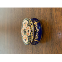 BEAUTIFUL ANTIQUE KALK Dark Blue & Gold Small Porcelain LTD ED Trinket Box 2.5"L