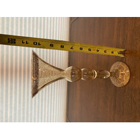 BEAUTIFUL VTG Bombay Glass Gold Colored Bubble Stem Vase W/Label 10.5"H POLAND