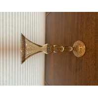 BEAUTIFUL VTG Bombay Glass Gold Colored Bubble Stem Vase W/Label 10.5"H POLAND
