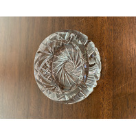 STUNNING VTG DEEP CUT HEAVY Crystal PINWHEEL & CRISS CROSS Ashtray Bowl 6"W