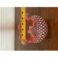 GORGEOUS VTG FENTON Cranberry Opalescent Hobnail Ruffled Art Glass Vase 5"H