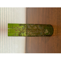 BEAUTIFUL ANTIQUE Moser Olive Green Floral HAND PAINTED Enamel Glass Vase 10.5"H
