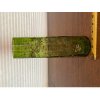 BEAUTIFUL ANTIQUE Moser Olive Green Floral HAND PAINTED Enamel Glass Vase 10.5"H