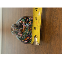 BEAUTIFUL VTG Multicolored Confetti Glass Perfume Paperweight Base 3.25"H SIGNED