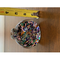 BEAUTIFUL VTG Multicolored Confetti Glass Perfume Paperweight Base 3.25"H SIGNED