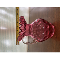 BEAUTIFUL VTG FENTON Cranberry French Opalescent THUMBPRINT Glass Pitcher 9.25"H