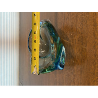 BEAUTIFUL VTG MURANO Blue & Green Art Glass Ashtray Bowl 6.75"W ITALY