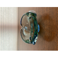 BEAUTIFUL VTG MURANO Blue & Green Art Glass Ashtray Bowl 6.75"W ITALY