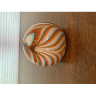 STUNNING VTG LARGE Orange & White Swirled Art Glass Paperweight 4.5"W