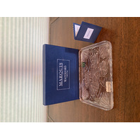 Marquis By WATERFORD Crystal Floral Vanity Tray SIGNED W/BOX & LABEL 8.5"L
