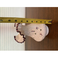 VTG FENTON Purple Crest Floral PAINTED Spanish Lace Milk Glass Vase SIGNED 7.75"