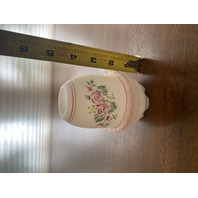 BEAUTIFUL FENTON White Satin ROSE GARDEN Fairy Lamp Candle Holder 4.25" SIGNED