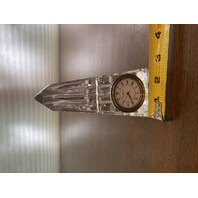 BEAUTIFUL VTG WATERFORD Crystal Obelisk Pyramid Desk Clock SIGNED 5.75"H IRELAND