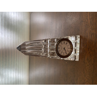BEAUTIFUL VTG WATERFORD Crystal Obelisk Pyramid Desk Clock SIGNED 5.75"H IRELAND