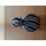 STUNNING VTG MURANO Blue/Green/Gold Aventurine Perfume Bottle W/STOPPER 3.25"H