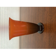 BEAUTIFUL VTG Orange Ribbed Art Glass Footed Trumpet Vase 7.25"H