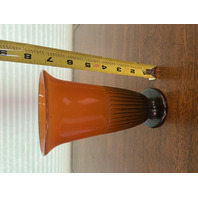 BEAUTIFUL VTG Orange Ribbed Art Glass Footed Trumpet Vase 7.25"H