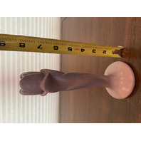 VTG VAN BRIGGLE Pink/Purple Tulip Pottery Candesticks PAIR 7.75"H, 5.75"  MARKED