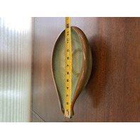 PAIR Of VTG Frankoma Prairie Green & Bronze Large Art Pottery Bowls #214