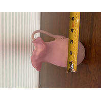 BEAUTIFUL ANTIQUE Pink Satin Small Glass Pitcher W/Applied Ribbed Handle 5.75"H