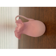 BEAUTIFUL ANTIQUE Pink Satin Small Glass Pitcher W/Applied Ribbed Handle 5.75"H