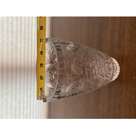 EXQUISITE VINTAGE HEAVY DETAILED Floral Etched Clear Crystal Vase 8"H
