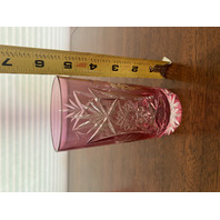 STUNNING SET(6) VTG Cranberry Cut To Clear Hobstar & Grape Tumbler Glasses 5.25"