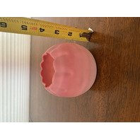 BEAUTIFUL VTG Pink & White Swirl Art Glass Rose Bowl Vase W/Crimped Rim 3.5"H
